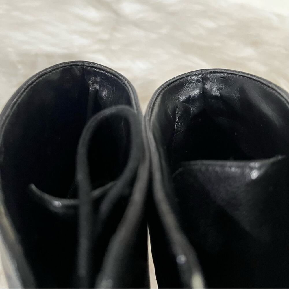 Nine West Leather Lace-up Retro Granny Moto Ankle Stiletto Heeled Boots 5.5 NWOT - Picture 12 of 13